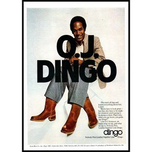1978 Dingo Boots Brown Roper Vintage Print Ad OJ Simpson 3 Leg Wall Art Photo